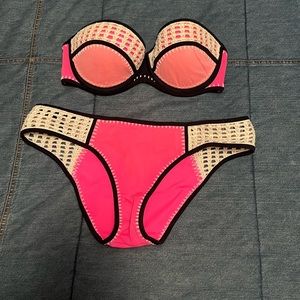 Victorias Secret peach crochet cut out bikini